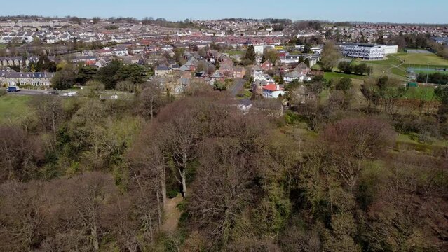 Drone pan across Richmond School to Richmond town
