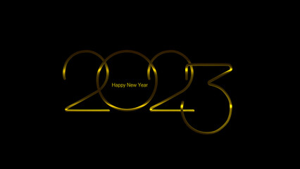 Happy new 2023 year Elegant gold text with light