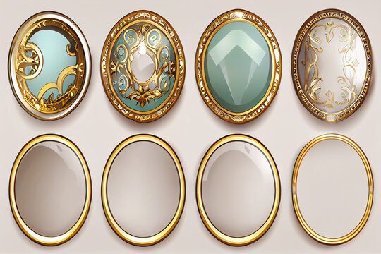 Medieval style brooch buttons for fantasy game or decor.