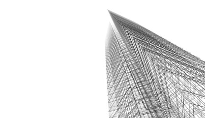 Modern architecture building 3d illustration