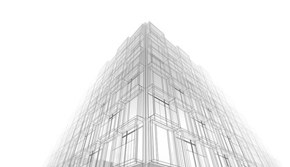 Modern architecture building 3d illustration
