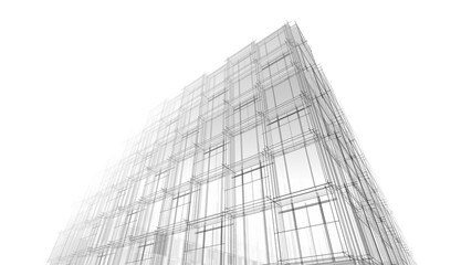 Modern architecture building 3d illustration