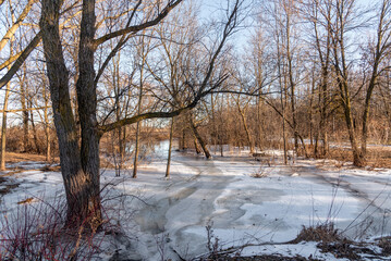 Winter On A Frozen East River Along The Trail