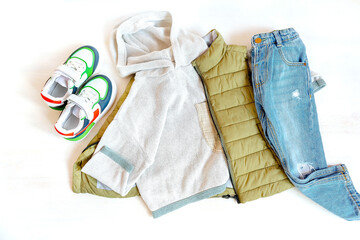 Vest,jumper and jeans pants sneakers.baby children's clothes,accessories for spring, autumn, winter