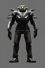 Alien Armored Cyborg robot android 3d illustration, 3d render