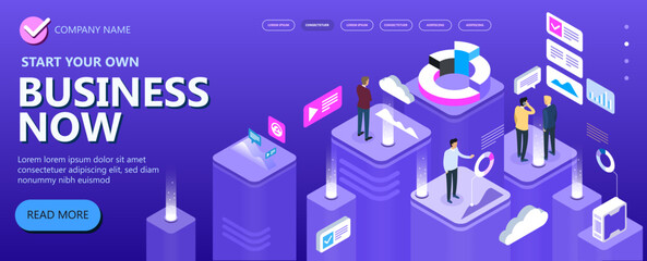 Marketing and finance vector isometric concept