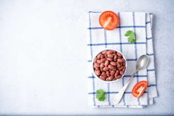Fresh canned kidney beans in a white bowl