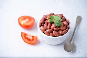 Fresh canned kidney beans in a white bowl