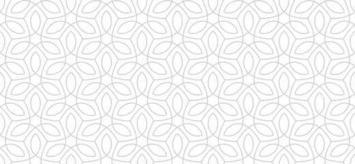 Luxury floral seamless pattern. Abstract geometric background in minimalistic linear style. Stylish vector design. - obrazy, fototapety, plakaty