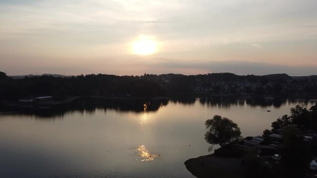 Bevertalsperre n&auml;he H&uuml;ckeswagen - See im Sp&auml;tsommer - Drohne