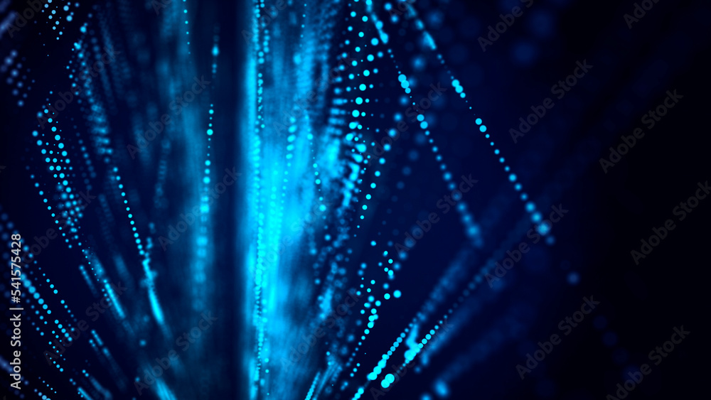 Poster big data technology background. microchip and computer parts. city of the future. 3d rendering