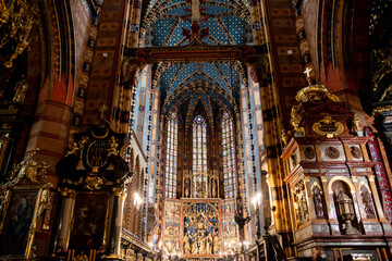 interior of saint marys cathedral in krakow poland