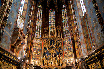 interior of saint marys cathedral in krakow poland