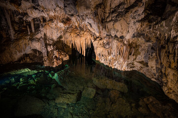 Emerald lake in Demanovska Freedom Cave  (Demanovska Jaskyna Slobody) in Slovakia