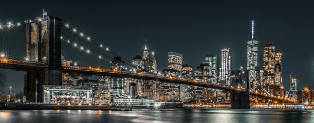 Fototapeta brooklyn bridge night exposure obraz