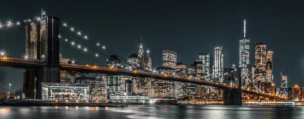 Papier Peint photo Lavable Brooklyn Bridge brooklyn bridge night exposure