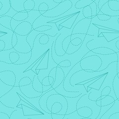 Cartoon geometric paper airplanes seamless transport toys pattern for wrapping paper and fabrics and linens