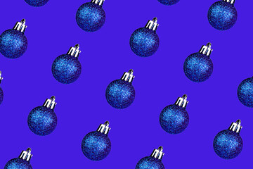 christmas ball monochrome blue pattern on dark blue background large ball