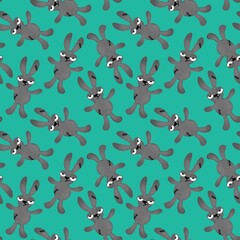 Halloween cartoon evil rabbit seamless toys doodle pattern for wrapping paper and fabrics and linens