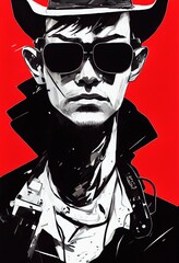 Abstraktes Porträt eines männlichen Cowboys. Männlich gutaussehender Cowboy. 3D-Rendering © designprojects