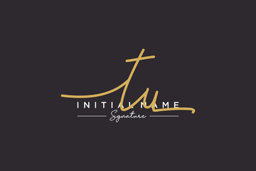 Initial TU signature logo template vector. Hand drawn Calligraphy lettering Vector illustration.