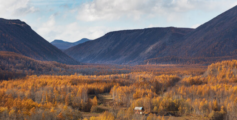 autumn landscape with mountains