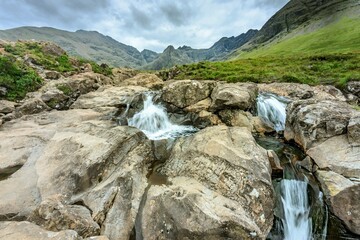 Fairy Pools walk,and beautiful waterfalls,Glenbrittle,Isle of Skye in the Highlands of Scotland.