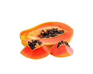 Papayas  slice  isolated on transparent png