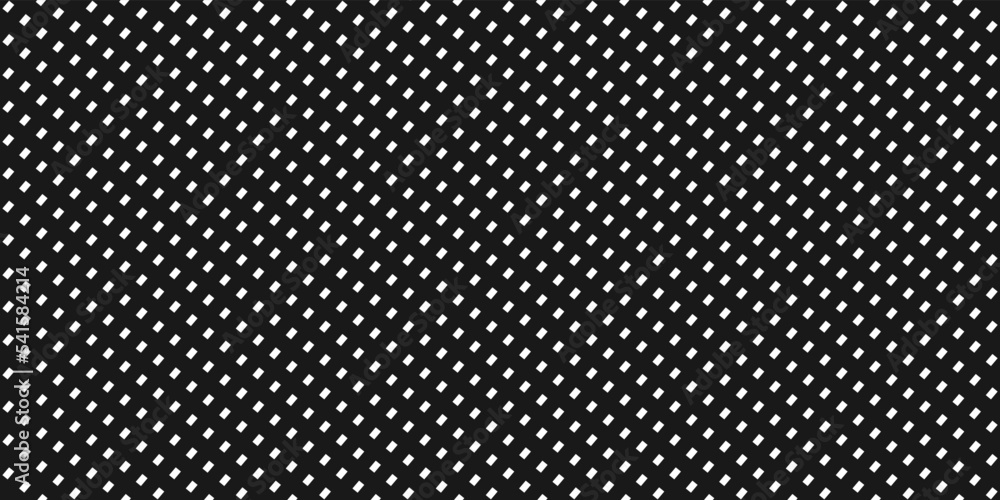 Poster White dots on a black background like polka dots. Vector pattern of identical diagonal beveled tiles. Print and various stylish design.