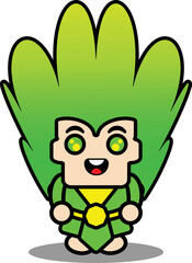 unique hair vector cartoon character illustration in green and yellow colors