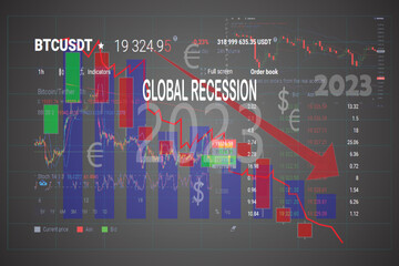 Global economic recession illustration image
