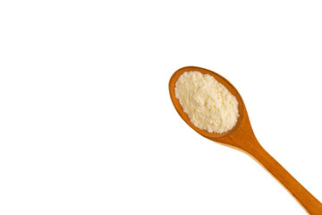 Powdered or dehydrated milk in the spoon