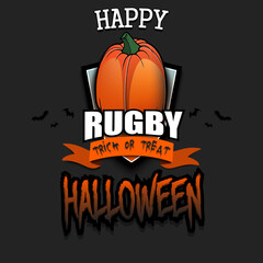 Happy Halloween. rugbyr ball as pumpkin