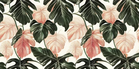 Nahtloses Monstermuster. Vintage botanische 3D-Illustration zum Bedrucken von Stoff, Geschenkpapier, Verpackung. © Viks_jin