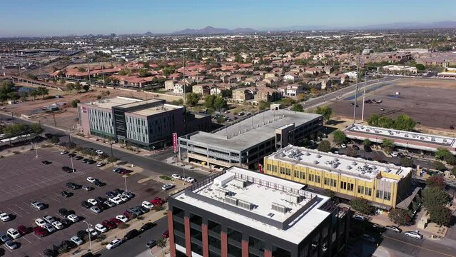 Aerial view of downtown Gilbert, Arizona, USA.