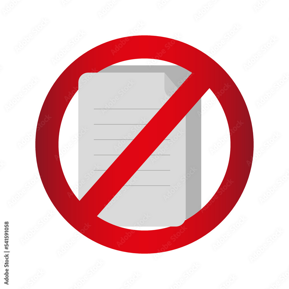 Poster flat icon with red ban document. dont stop icon. document symbol. vector illustration. stock image.