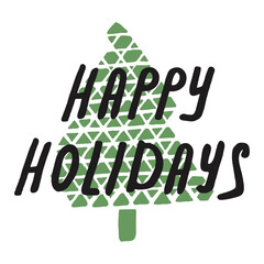 Christmas Hand Lettering Sign Holiday Vector Designs with Christmas tree wreath