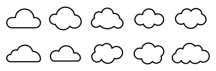 Conjunto de iconos de nubes. Ilustraci&oacute;n vectorial