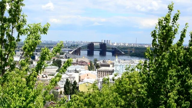 The bridge over the river, Kiev. Shooting in July