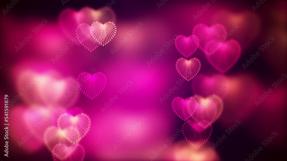Poster abstract artistic red orange glowing shiny blurry focus dotted lines pattern heart shape bokeh parti