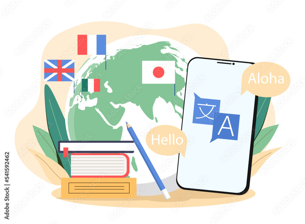 Poster foreighn languages concept. international communication and interaction. interface for translator pr