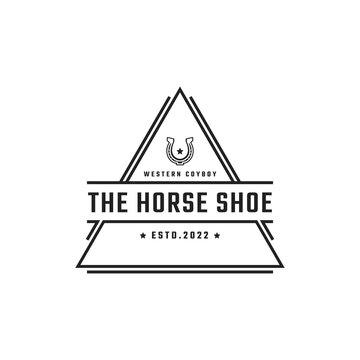 Vintage Retro Badge Emblem Shoe Horse for Country, Western ,Cowboy Ranch Logo Design Linear Style