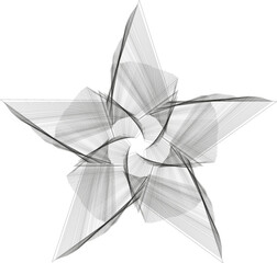 Estrella de 5 puntas con volumen en 3D hecha con lineas