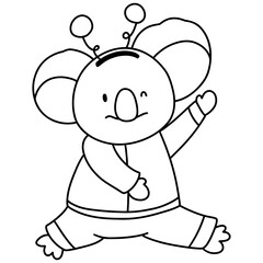 Cute Koala in Santa costume, Christmas season illustration, Christmas animal illustration