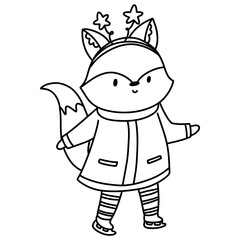 Cute Fox in Santa costume, Christmas season illustration, Christmas animal illustration