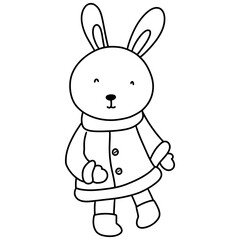 Fototapeta na wymiar Cute Bunny in Santa costume, Christmas season illustration, Christmas animal illustration