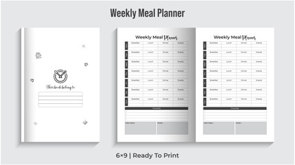 Editable Weekly Meal Planner KDP  Interior Design