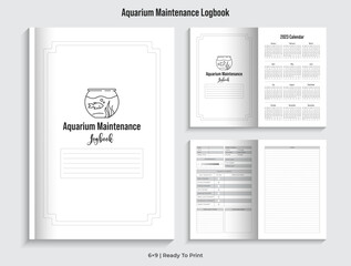 Editable Aquarium Maintenance Logbook KDP Interior Design for ready to use and print