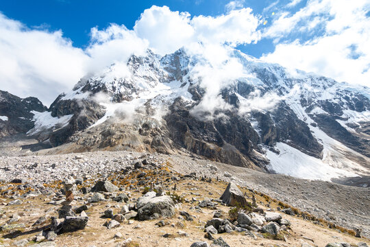 amazing view of salkantay trek in peruvian andes