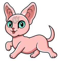 Obraz na płótnie Canvas Cute sphynx cat cartoon walking